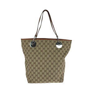 Gucci canvas bag GG shoulder tote brown
